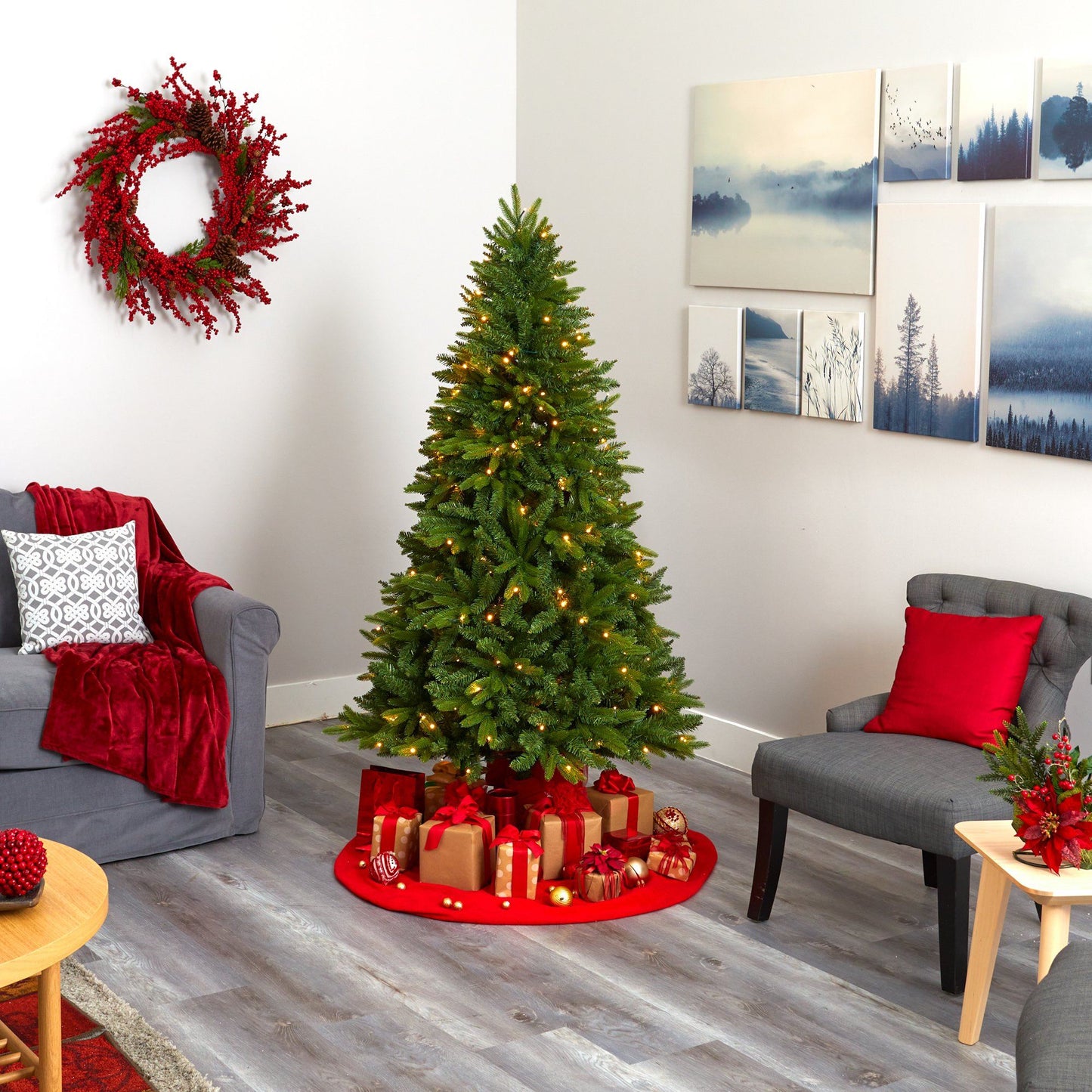 6' Sun Valley Fir Christmas Tree with 300 clear LED lights Nearly Natural on Tampa Home & Garden Store