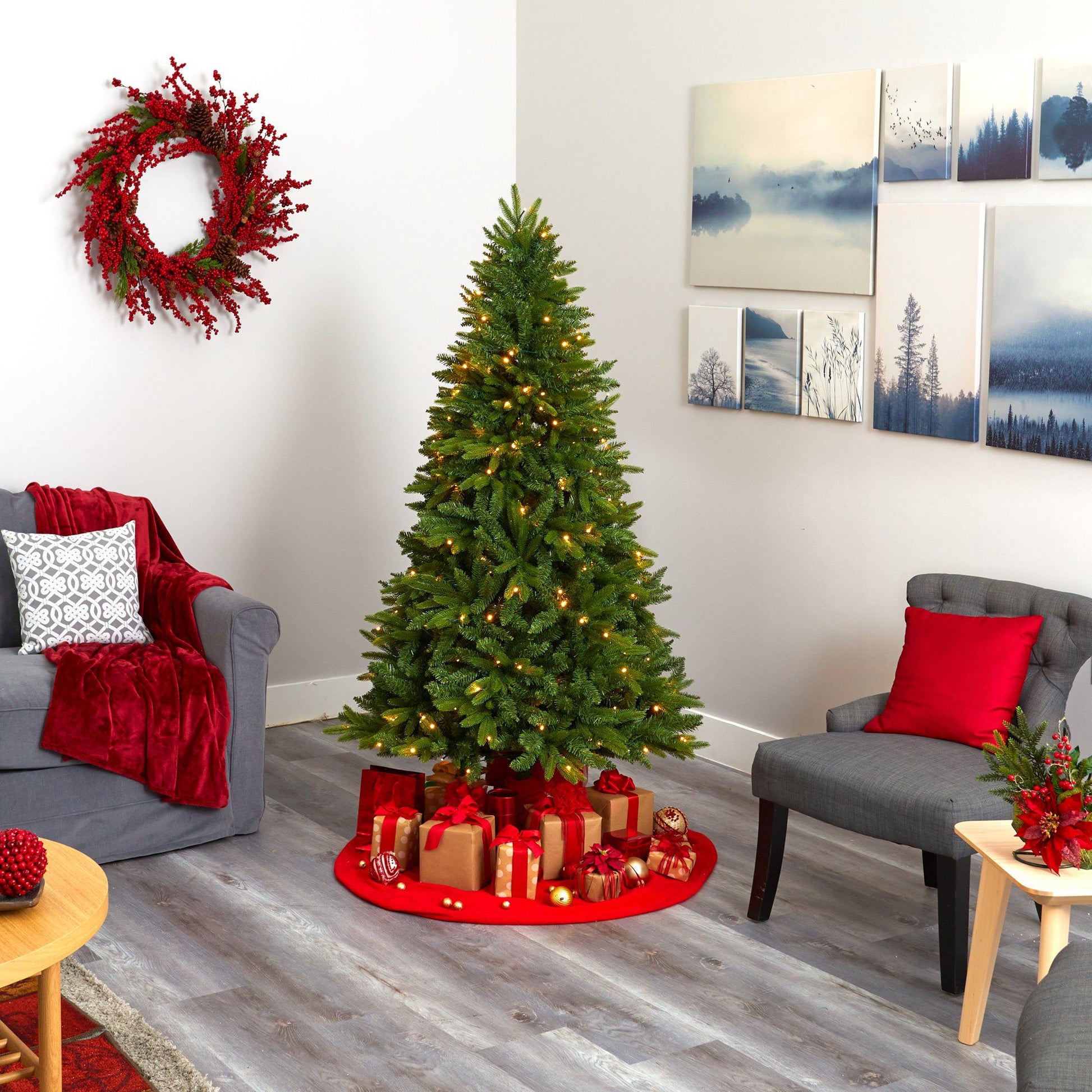 6' Sun Valley Fir Christmas Tree with 300 clear LED lights Nearly Natural on Tampa Home & Garden Store