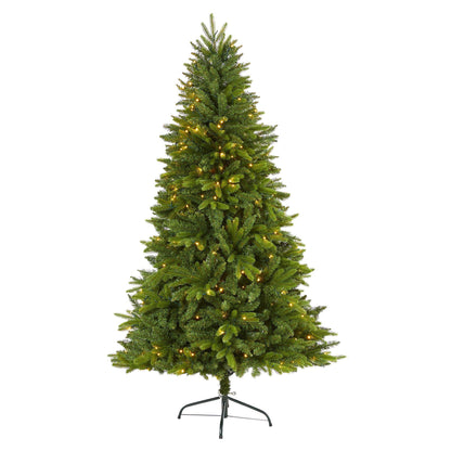 Sun Valley Fir artificial Christmas tree, 6 ft, 300 clear LED lights, Nearly Natural on Tampa Home & Garden Store