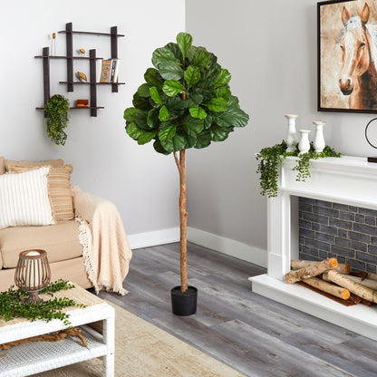 6 Ft Fiddle Leaf Fig Artificial Tree by Nearly Natural with lush green leaves for indoor decor on Tampa Home & Garden Store