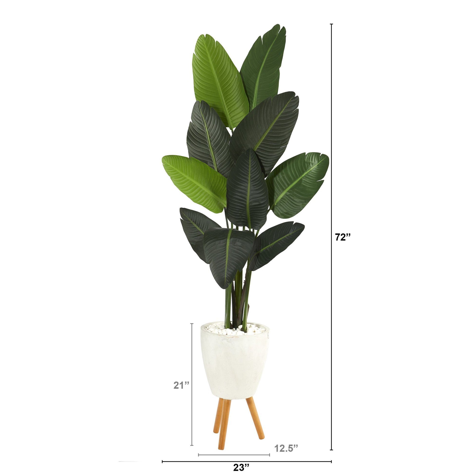 6 ft Traveler's Palm artificial tree in white planter with stand by Nearly Natural on Tampa Home & Garden Store