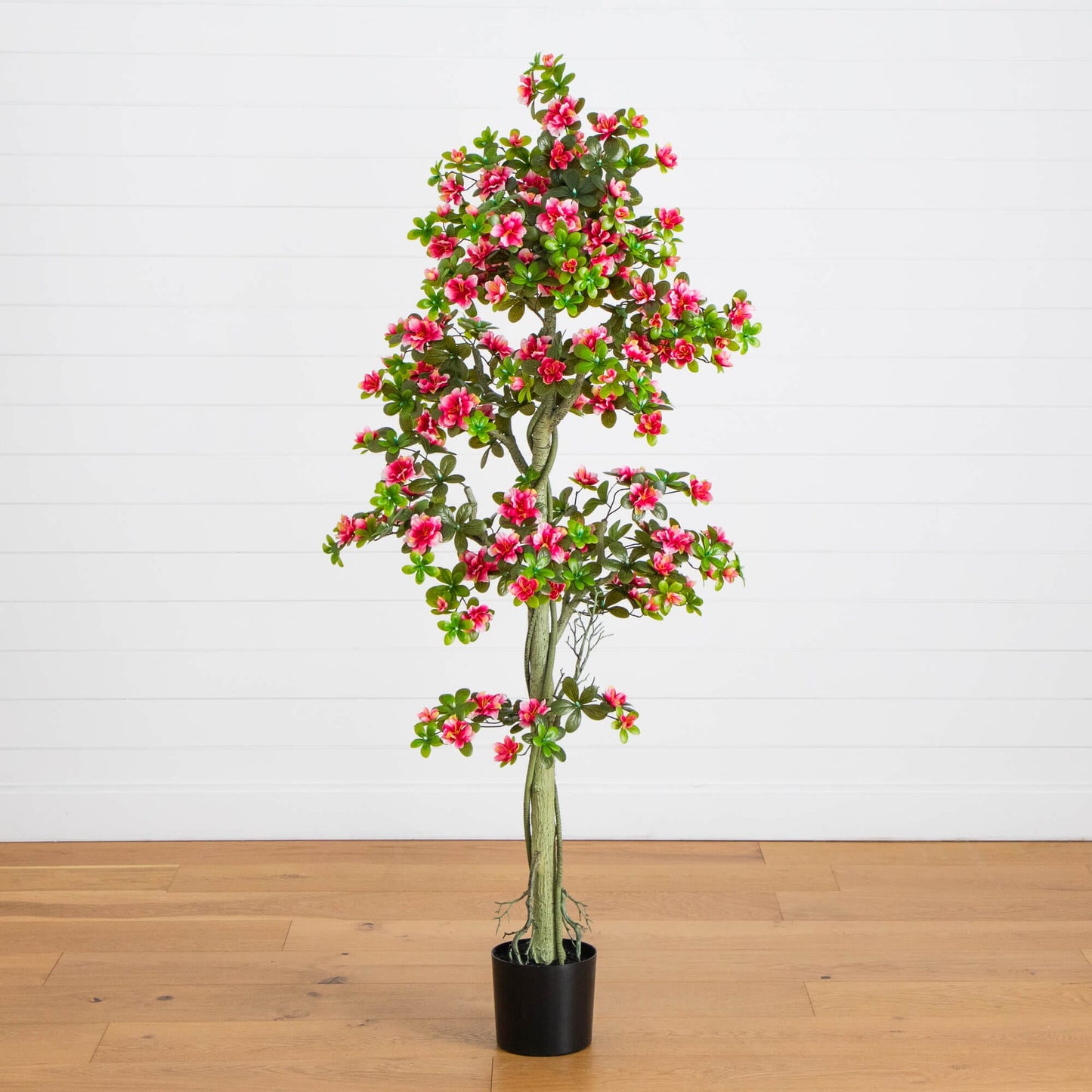 Artificial azalea tree, 6 ft, UV resistant, Nearly Natural, in black pot for indoor outdoor on Tampa Home & Garden Store