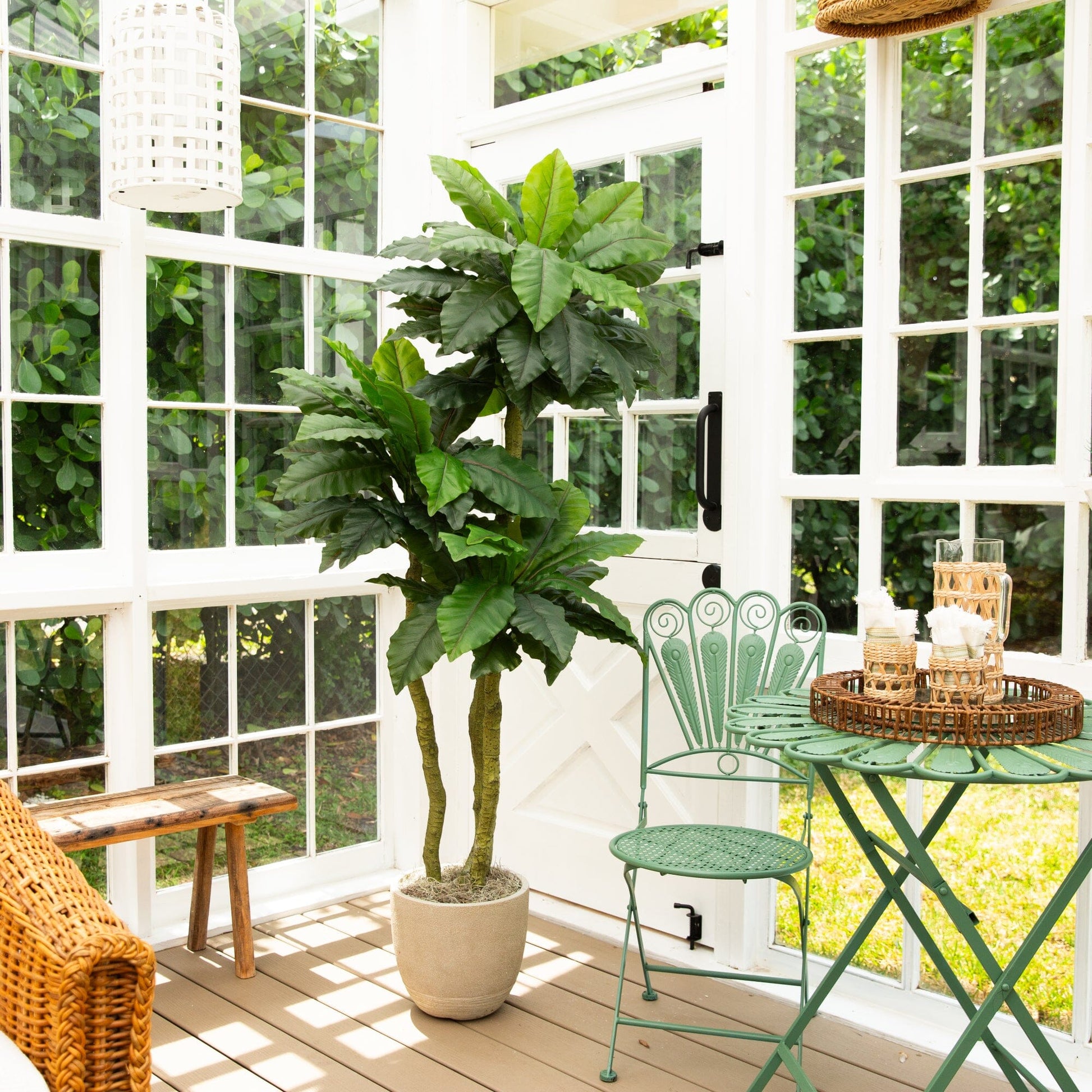 Nearly Natural 6' UV Resistant Bird Nest Fern Tree, green artificial indoor/outdoor tree on Tampa Home & Garden Store