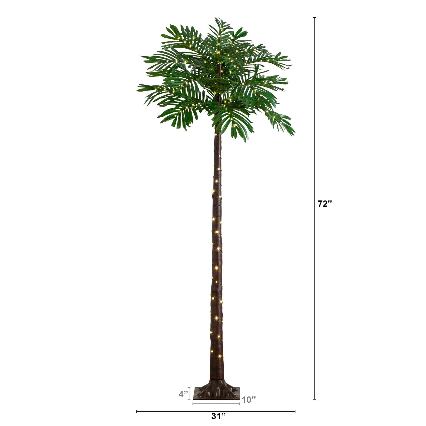 Palmera artificial luminosa resistente a los rayos UV de 1,8 m con 206 luces LED de color blanco cálido (interior/exterior)