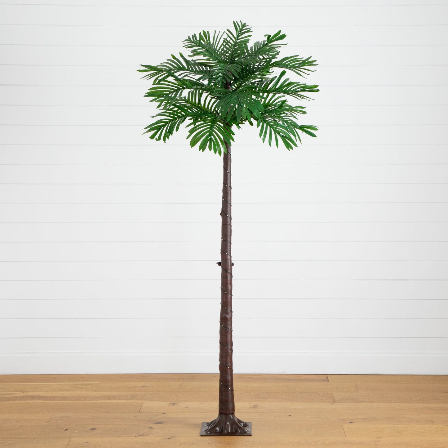 Palmera artificial luminosa resistente a los rayos UV de 1,8 m con 206 luces LED de color blanco cálido (interior/exterior)