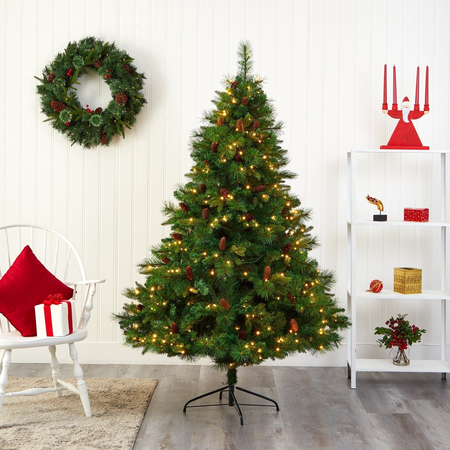6 ft West Virginia mixed pine artificial Christmas tree with 300 Clear LED lights Nearly Natural on Tampa Home & Garden Store