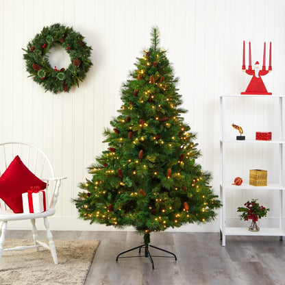 6 ft West Virginia mixed pine artificial Christmas tree with 300 Clear LED lights Nearly Natural on Tampa Home & Garden Store