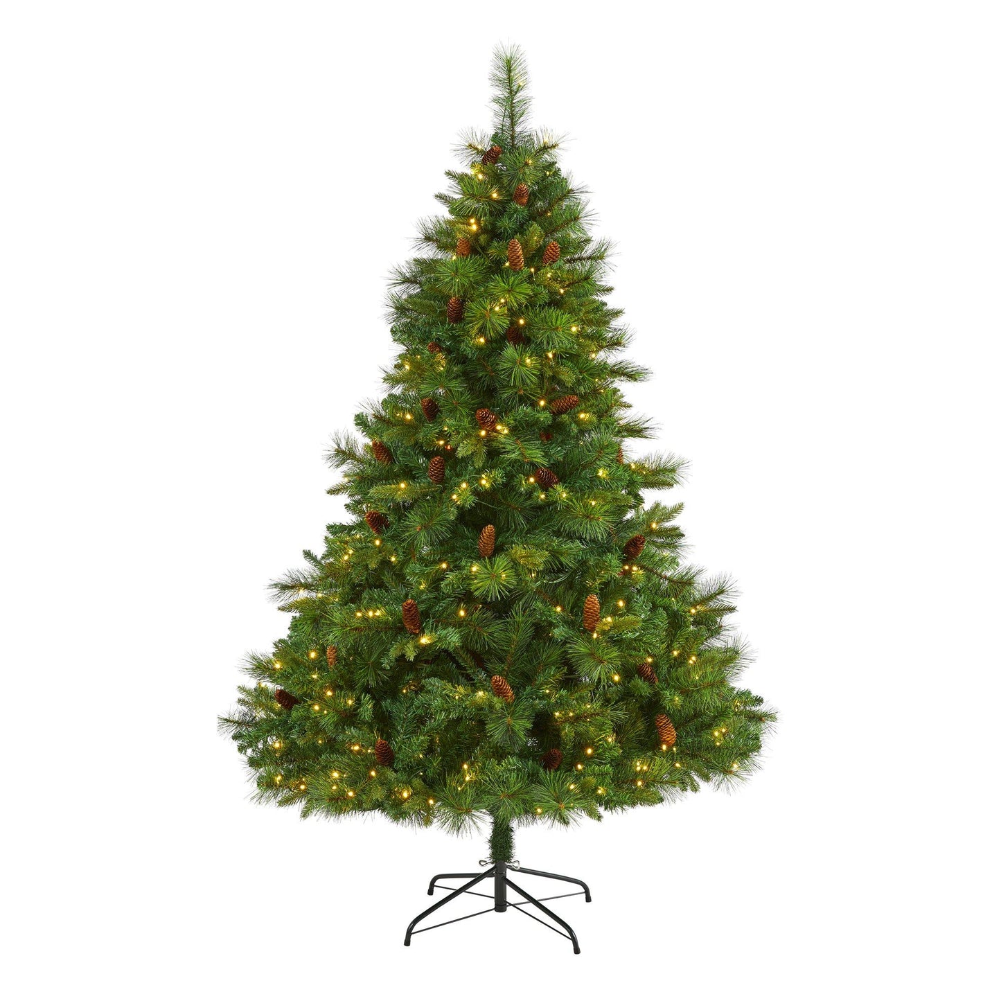 Nearly Natural 6 ft West Virginia pine artificial Christmas tree with pine cones and 300 LEDs on Tampa Home & Garden Store