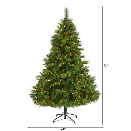 Christmas tree Nearly Natural 6 ft pine with 300 clear LED lights pine cones on Tampa Home & Garden Store