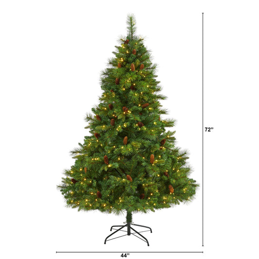 Christmas tree Nearly Natural 6 ft pine with 300 clear LED lights pine cones on Tampa Home & Garden Store