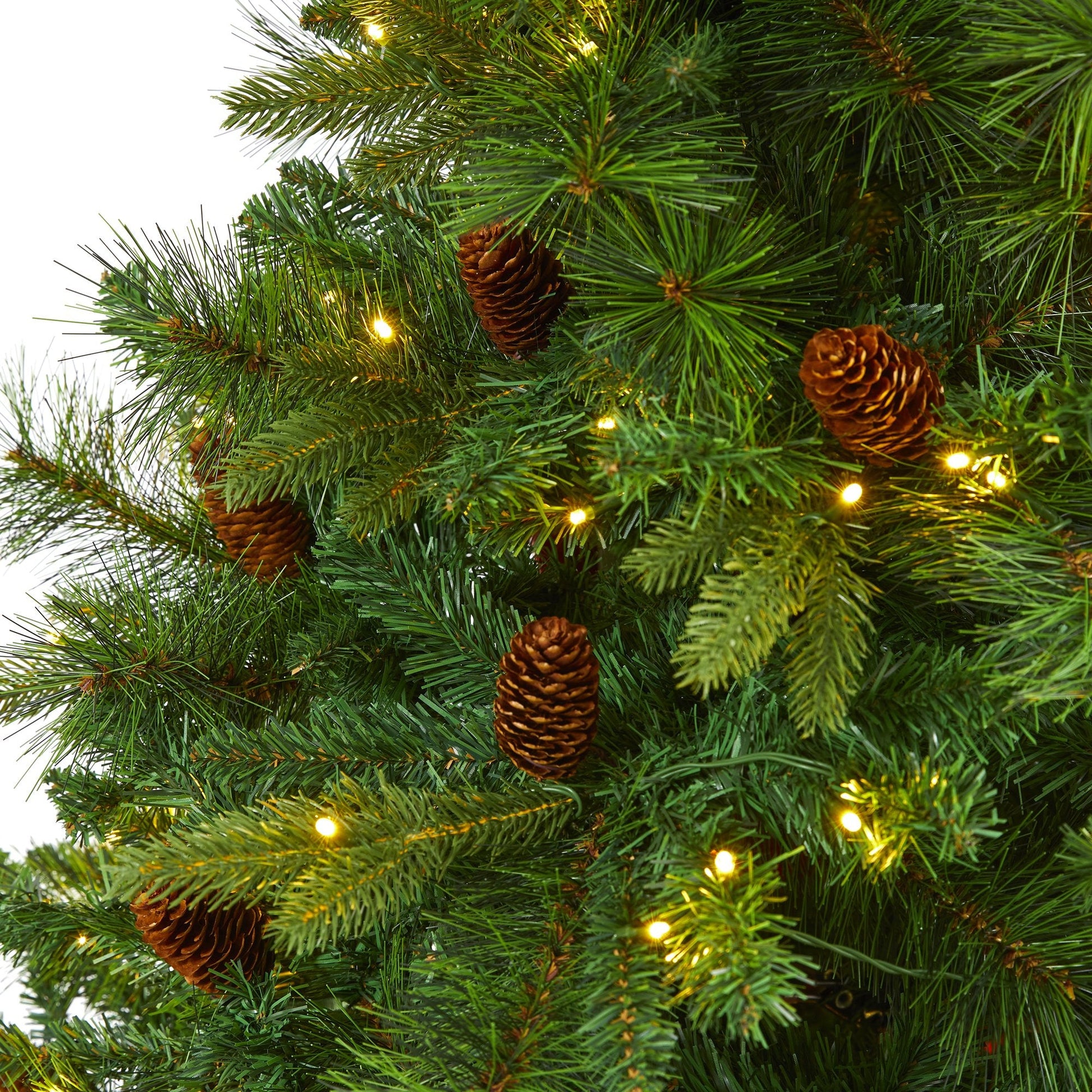 Artificial Christmas Tree 6 ft West Virginia full-bodied mixed pine with 300 clear LED lights and pine cones on Tampa Home & Garden Store