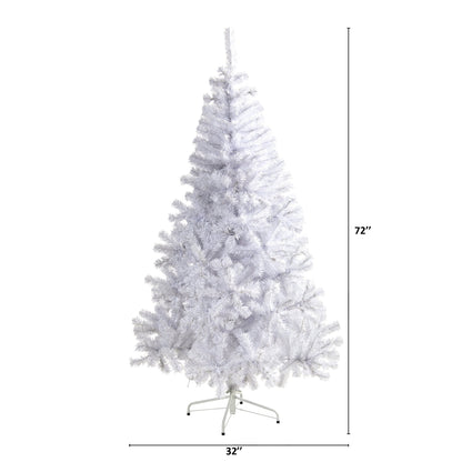 Nearly Natural 6 ft white artificial Christmas tree with 680 bendable branches on metal stand on Tampa Home & Garden Store