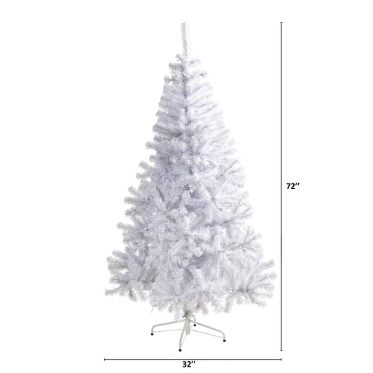 Nearly Natural 6 ft white artificial Christmas tree with 680 bendable branches on metal stand on Tampa Home & Garden Store