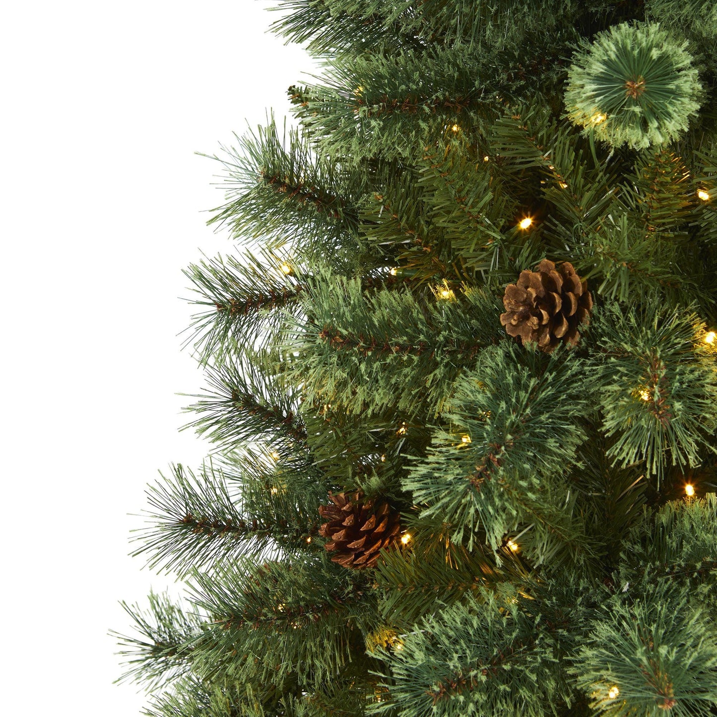 Christmas tree Nearly Natural 6 ft White Mountain Pine with 300 LED lights and pine cones on Tampa Home & Garden Store