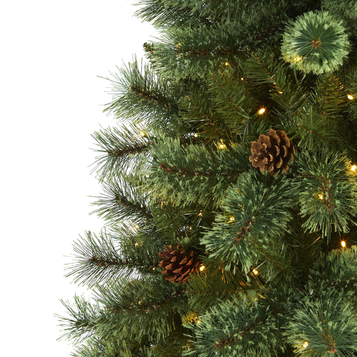 Christmas tree Nearly Natural 6 ft White Mountain Pine with 300 LED lights and pine cones on Tampa Home & Garden Store