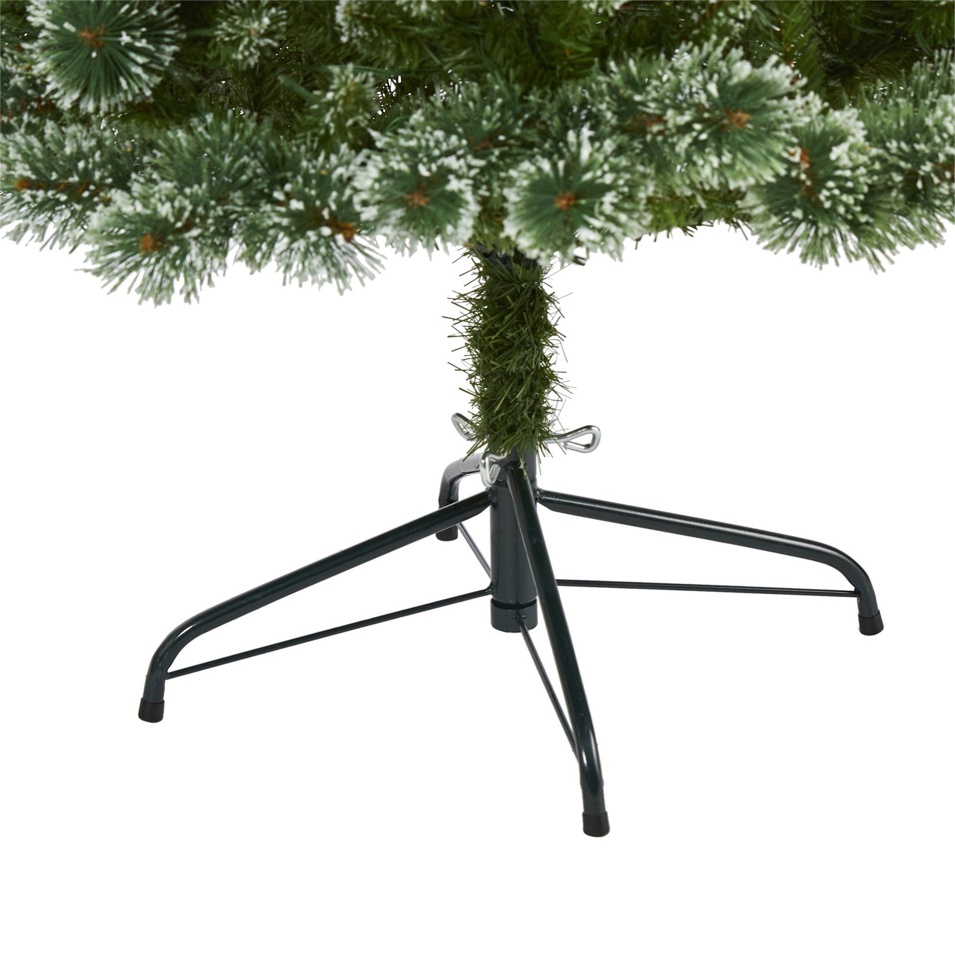 6' Wisconsin Slim Snow Tip Pine Artificial Christmas Tree with 300 LED Lights on metal stand on Tampa Home & Garden Store