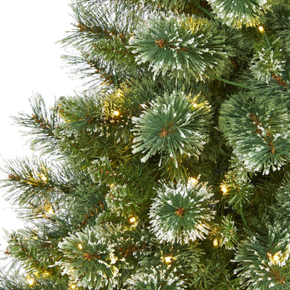 6’ Wisconsin Slim Snow Tip Pine Christmas Tree with 300 clear LED lights by Nearly Natural on Tampa Home & Garden Store
