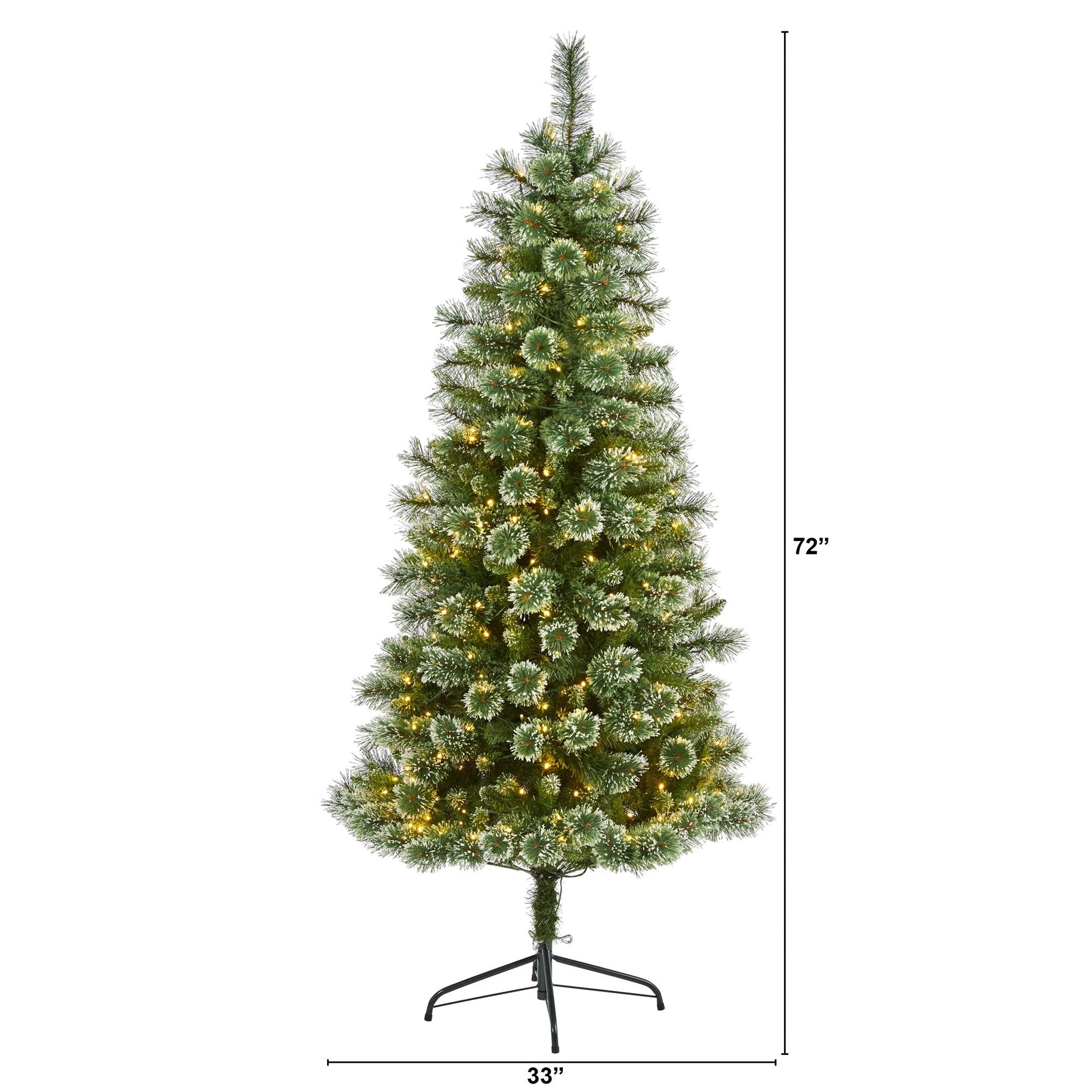 6’ Wisconsin Slim Snow Tip Pine artificial Christmas tree with 300 LED lights on stand on Tampa Home & Garden Store