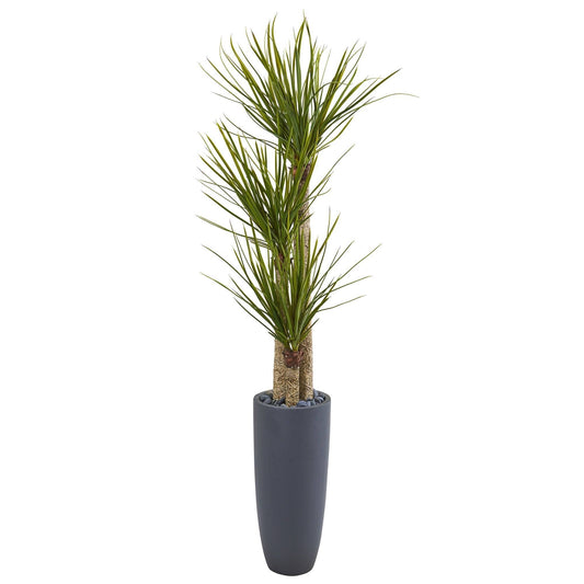 6’ Yucca Artificial Tree in Bullet Planter - Tampa Home & Garden Store