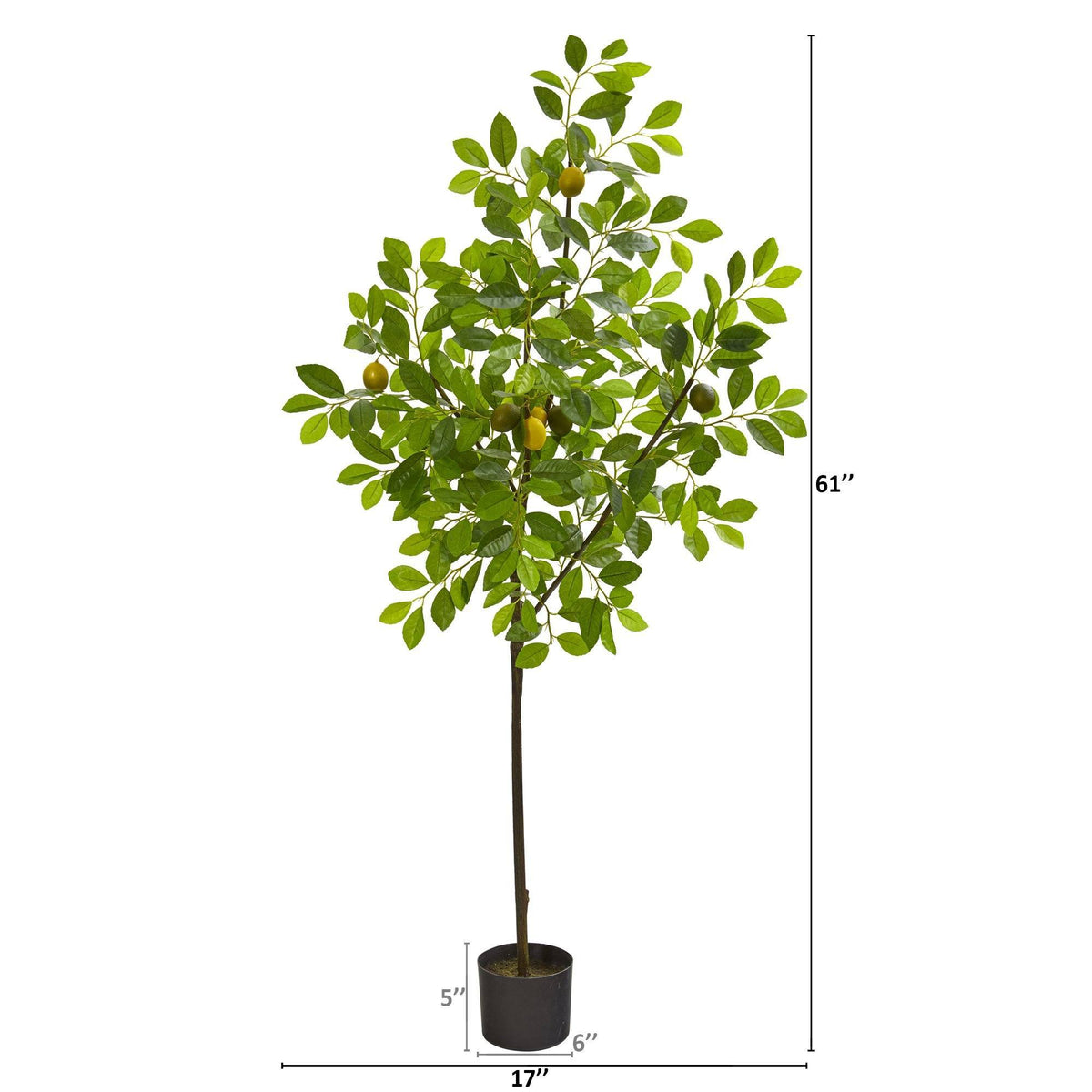 61in Nearly Natural lemon artificial tree with glossy green leaves and lemons in a black pot on Tampa Home & Garden Store