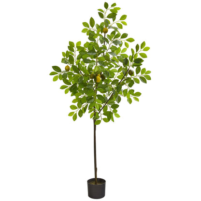 61in Nearly Natural lemon artificial tree with green leaves in a black pot on Tampa Home & Garden Store