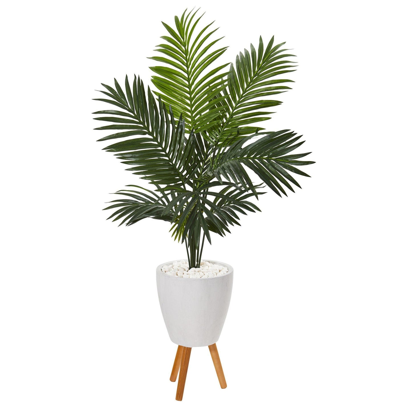 61in Paradise Palm artificial tree in white planter with stand Nearly Natural on Tampa Home & Garden Store