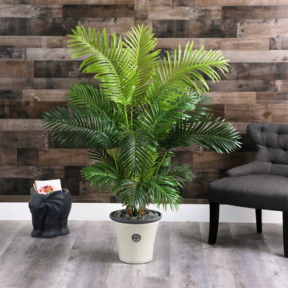 62-inch Hawaii Palm artificial tree in decorative planter by Nearly Natural on Tampa Home & Garden Store