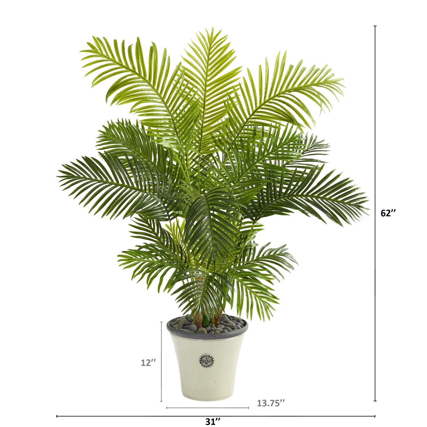62in Hawaii Palm artificial tree in decorative gray planter with pebbles Nearly Natural on Tampa Home & Garden Store