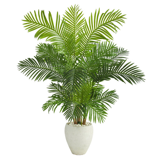 62” Hawaii Palm Artificial Tree in White Planter - Tampa Home & Garden Store