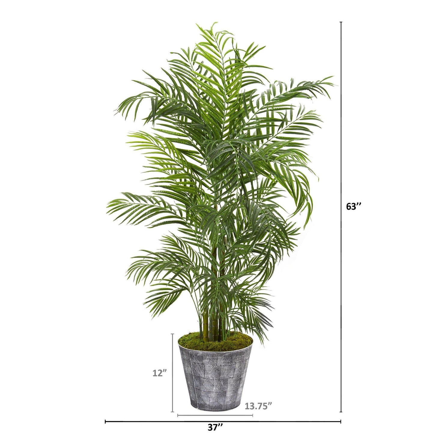 63-inch Areca Palm artificial tree in decorative moss planter for indoor/outdoor use on Tampa Home & Garden Store