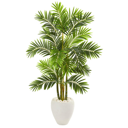 63” Areca Palm Artificial Tree in White Planter - Tampa Home & Garden Store