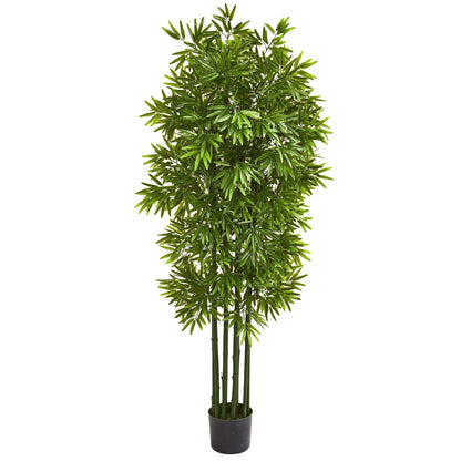 64" Bamboo Artificial Tree with UV resistant green trunks and bamboo leaves in pot Nearly Natural on Tampa Home & Garden Store