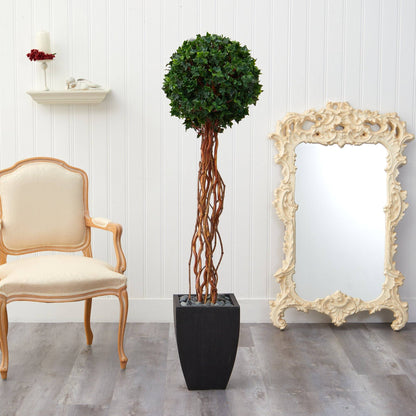 Nearly Natural 64” English Ivy artificial topiary, single-ball in black planter, indoor/outdoor on Tampa Home & Garden Store
