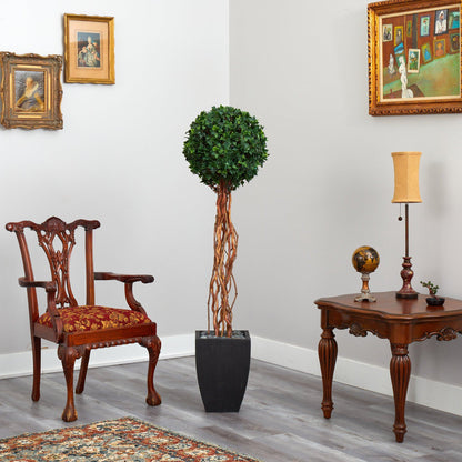 64” English Ivy ball topiary by Nearly Natural in black planter for indoor outdoor use on Tampa Home & Garden Store