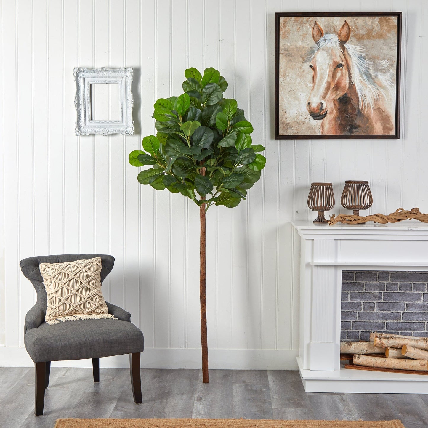 6.5 ft Nearly Natural artificial fiddle leaf tree (no pot), lush green foliage for indoors on Tampa Home & Garden Store