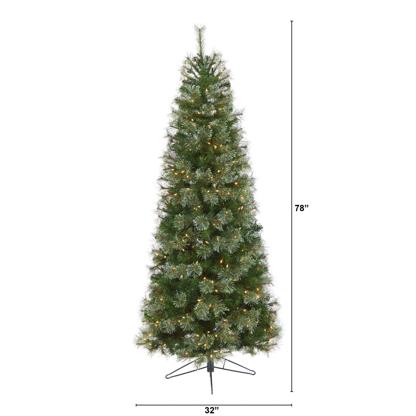 6.5' Slim artificial Christmas tree by Nearly Natural with 350 lights and 660 branches on Tampa Home & Garden Store