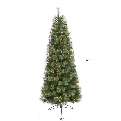 6.5' Slim artificial Christmas tree by Nearly Natural with 350 lights and 660 branches on Tampa Home & Garden Store
