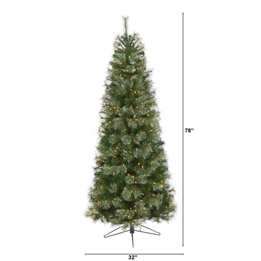 6.5' Slim artificial Christmas tree by Nearly Natural with 350 lights and 660 branches on Tampa Home & Garden Store
