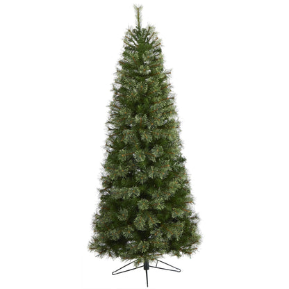 Nearly Natural 6.5ft cashmere slim artificial Christmas tree with 350 warm white lights on Tampa Home & Garden Store
