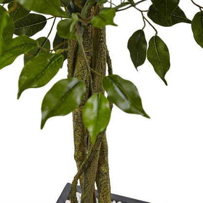 6 ft ficus tree with slate planter UV resistant indoor outdoor Nearly Natural on Tampa Home & Garden Store