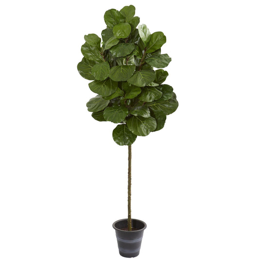6.5 ft fiddle leaf artificial tree by Nearly Natural in a decorative gray planter on Tampa Home & Garden Store