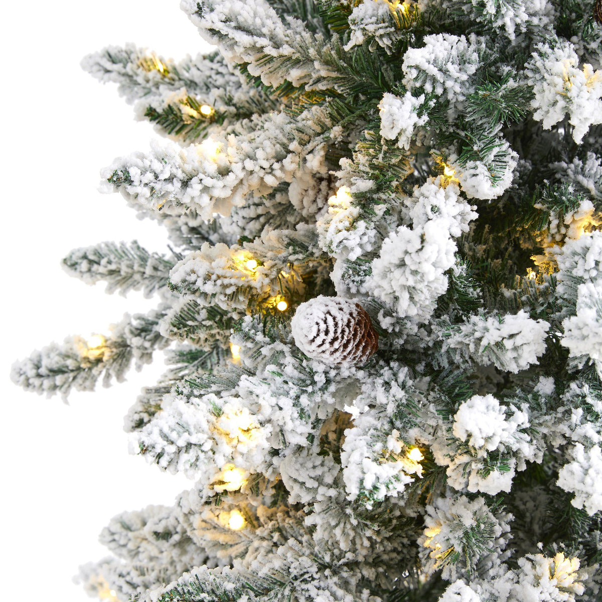 Christmas Tree Nearly Natural 6.5ft flocked Livingston Fir with pine cones and 300 LEDs on Tampa Home & Garden Store