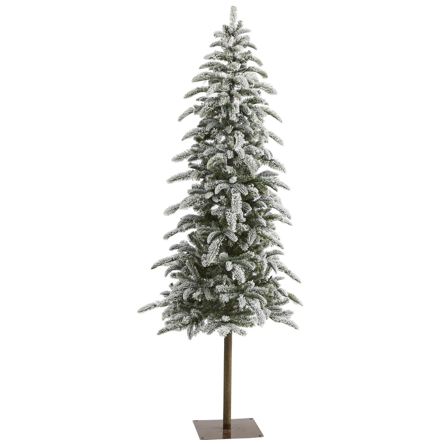 6.5’ Nearly Natural flocked Alpine Christmas Tree with 250 white warm LED lights on stand on Tampa Home & Garden Store