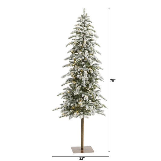 6.5 ft flocked Christmas Tree by Nearly Natural with 250 LED lights and 637 bendable branches on Tampa Home & Garden Store