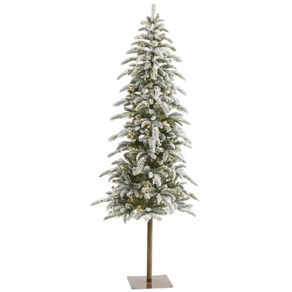 6.5’ Flocked Artificial Christmas Tree with 637 Bendable Branches and 250 Warm LED Lights on Tampa Home & Garden Store