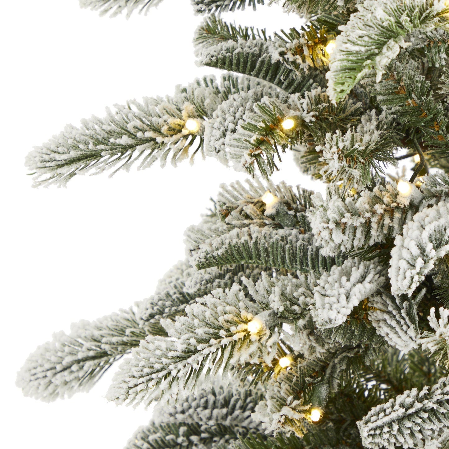 6.5 ft Nearly Natural Flocked Washington Alpine Christmas Tree with 250 warm LED lights on Tampa Home & Garden Store