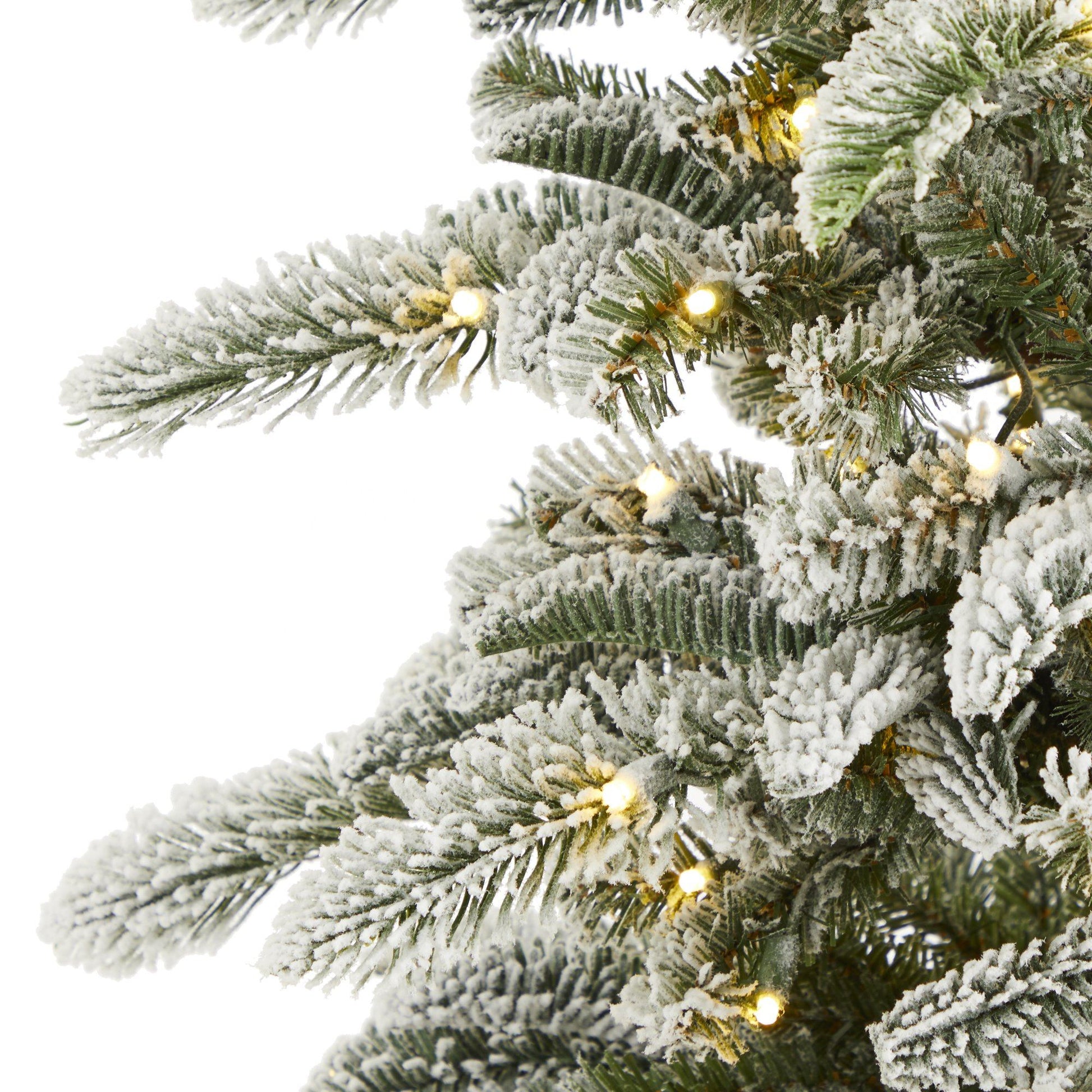 6.5 ft Nearly Natural Flocked Washington Alpine Christmas Tree with 250 warm LED lights on Tampa Home & Garden Store