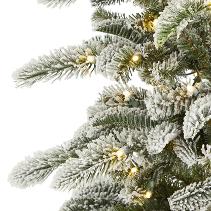 6.5 ft Nearly Natural Flocked Washington Alpine Christmas Tree with 250 warm LED lights on Tampa Home & Garden Store