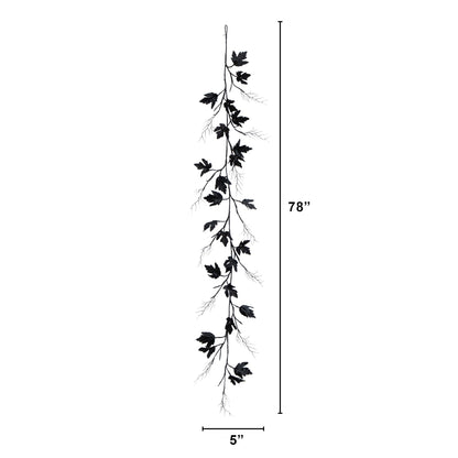 Garland by Nearly Natural 6.5' Pre-Lit Halloween Black Maple with 48 orange and purple LEDs on Tampa Home & Garden Store
