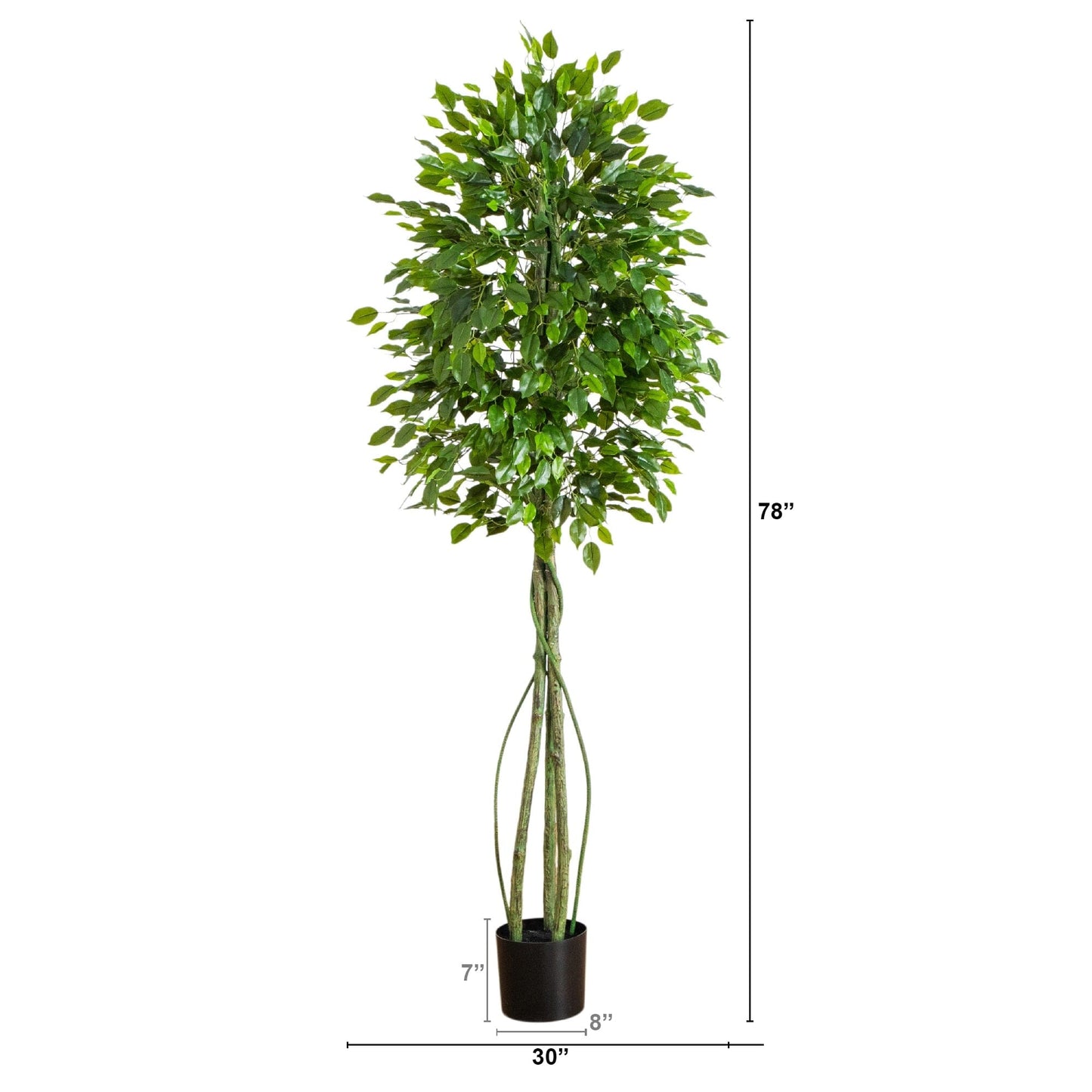 6.5' UV resistant artificial ficus tree in black planter by Nearly Natural indoors/outdoors on Tampa Home & Garden Store
